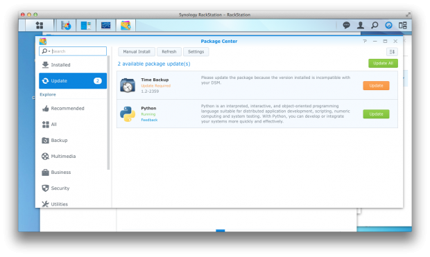 DSM 5.0 auf einer Rackstation RS214 (Screenshot: Golem.de)